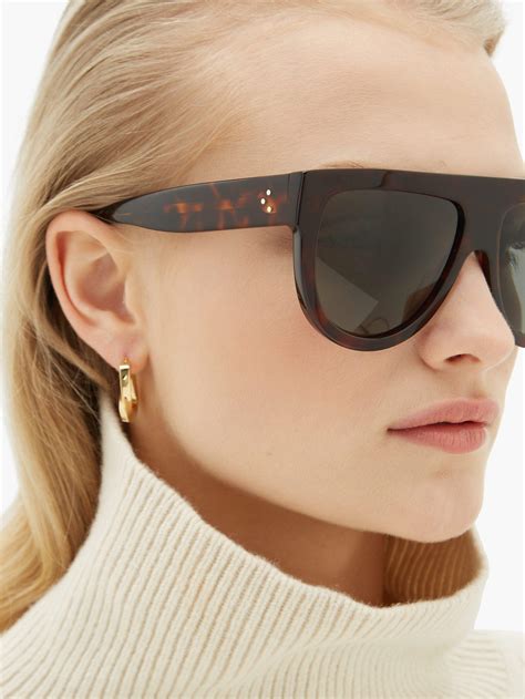 celine flat top sunglasses tortoise